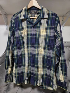 Vintage RRL Double RL Plaid Button Up Shirt Mens Size Small Linen Long Sleeve - Picture 1 of 6