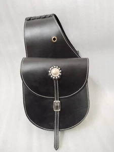 Black Premium Leather Classic Western Saddle Bag For Horse With Free Shipping. - Picture 1 of 7
