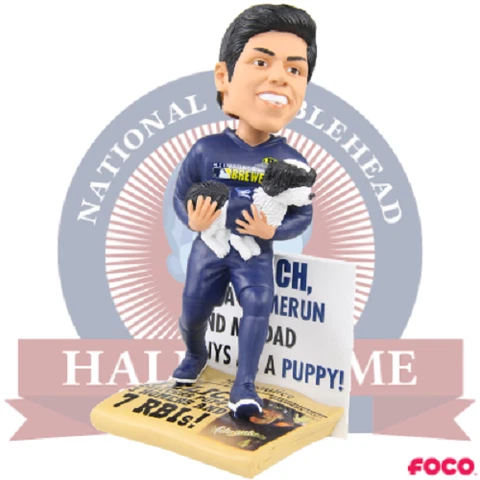 Christian Yelich and Yeli Milwaukee Brewers Puppy Dual Bobblehead MLB Cover
