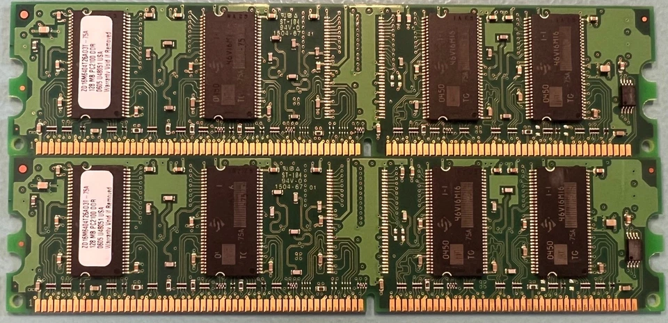 LOT OF 2 New Build 128MB DDR 266Mhz PC-2100 RAM Memory Module - Image 1 of 1