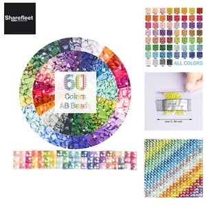 60 Farben AB Diamond Painting Eckige Steine, Diamond Painting Zubehör für 5D ... - Picture 1 of 6