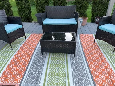 B-USA Plastic Straw Rugs Outdoor Patio Rv Camper Mat Durable However Color Fades - Image 1 of 4