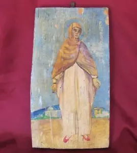 18C ANTIQUE CHRISTIAN ORTHODOX WOODEN HAND PAINTED ICON –ST. ELISAVETA ELIZABETH - Picture 1 of 7