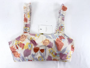 Ted Baker Bikini-Top mit Blumenmuster und Rüschen, Damen Bikini-Top UK-Größe 8, XS, cremefarben, neu - Bild 1 von 12