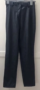 BNWT Boohoo Black Petite Wide Leg Leather Look Trousers, UK Size 6 - Picture 1 of 6