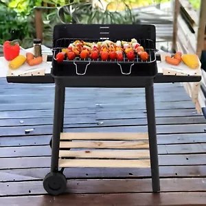 BBQ Barbecue HK-05 Black Mat à Roulettes + 3 étagères + Grande Grille de Cuisson - Photo 1/12