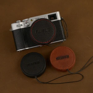 Handmade Genuine Leather Lens Cap Cover for Fuji Fujifilm X100V W Anti-lost Rope - Picture 1 of 5