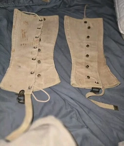 Wwii Army / USMC Leggings Canvas Spats WW2 WWII Gaiters tan Named - Picture 1 of 7