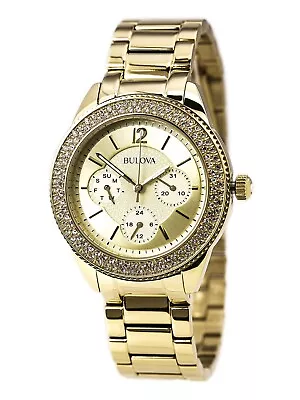 97N102 Women's Crystal Gold Tone Dial Gold Plated Steel Bracelet Watch - Image 1 of 3