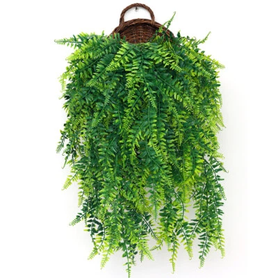 Artificial Hanging Plants Flowers Basket Fake Fern Succulent Trailing Ivy Vines - Image 1 of 4