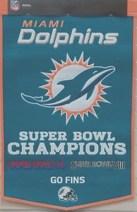 Miami Dolphins Embroidered Wool Super Bowl Champions Banner 24 x 38 Inch - Picture 1 of 1