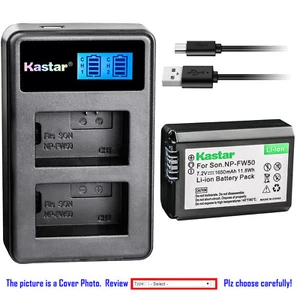 Kastar Battery LCD Dual Charger for Sony NP-FW50 BC-VW1 & ILCE-3000 Alpha a3000 - Picture 1 of 11