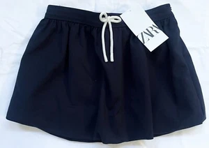 NWT! Zara Balloon Skirt With Drawstring Girls Dark Blue $36 Sz 9 - Picture 1 of 8