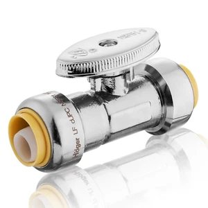 EFIELD 1/2" Push x 1/2" Chrome With Clip 1/4 Turn Straight Stop Push-Fit Valves - Picture 1 of 11