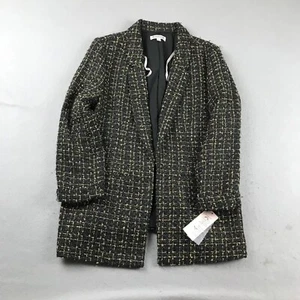 Nanette Lepore Jacket Womens Medium Black Tweed Lined Open Lightweight Coat NWT - Picture 1 of 8