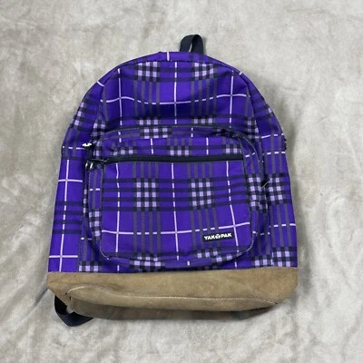 YakPak Purple Plaid Suede Leather Bottom Backpack - Imagem 1 de 4