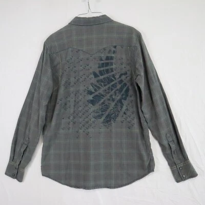 Southern Thread Shirt Mens Medium Western Cowboy Pearl Snap Plaid Long Sleeve - Image 1 of 4