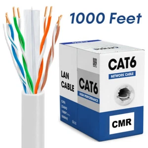 White 1000FT CAT6 Bulk Cable Ethernet Cable LAN 23AWG Cat6 Cord Network Wire - Picture 1 of 8