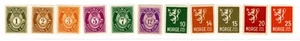 1940-49 Norway STAMPS SC#187 to 202a 21-STAMPS MLH OG - Picture 1 of 2