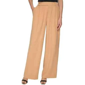 DKNY Womens High Rise Pleated Workwear Wide Leg Pants Sz-14 - Picture 1 of 7