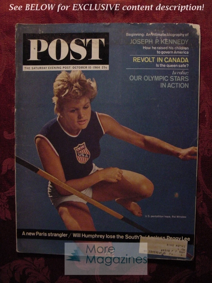 Saturday Evening POST October 10 1964 PEGGY LEE PAT WINSLOW - Image 1 of 1
