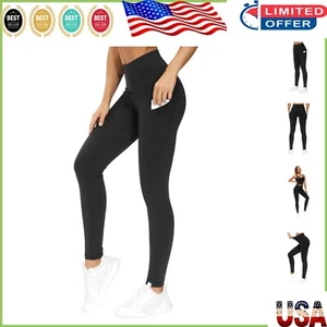 Ultra-Stretch Black Yoga Leggings with Tummy Control - Women’s Workout Essential - Picture 1 of 8