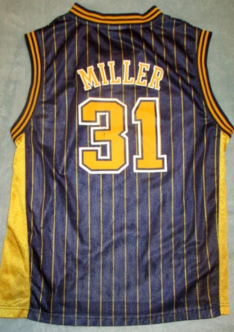 Old Reebok Reggie Miller Jersey Youth Large 14/16 Indiana Pacers Pinstripe Cover