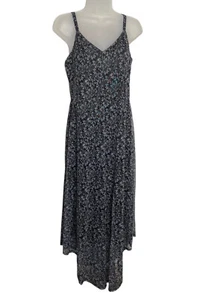 Jumpsuit mittel dunkel Blumen Spaghettiträger transparent weites Bein Sommer kantig Boho - Bild 1 von 9