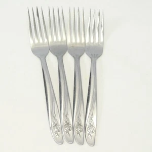 Oneida Roseanne Dinner Forks 7 1/8" Stainless Lot of 4 - Picture 1 of 7