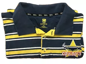 Polo de fútbol americano North QLD vaqueros a rayas XXL 2XL amarillo marino soporte NRL - Imagen 1 de 11
