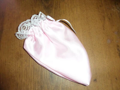 KIMBERLYSECRET ADBL SISSY MODESTY CHASTITY POUCH baby PINK SATIN WHITE LACE TRIM BOW