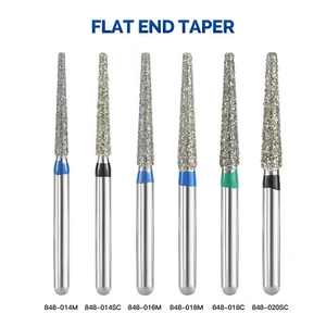 JMU Flat End Taper Diamond Burs FG Burs for High Speed Handpiece Color-coded 5pc - Picture 1 of 11