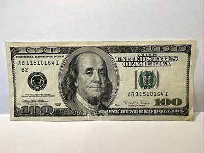 Series 1996 ~ US One Hundred Dollar Bill $100 ~ New York ~ AB 11510164 I - Image 1 of 3