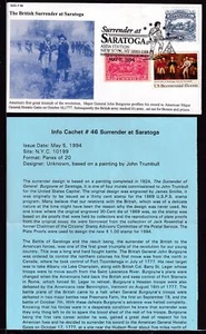 1994 Burgoyne at Saratoga Sc 2590 $1 with Sc 1728 combo Info Cachet, enclosure - Picture 1 of 2