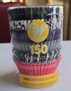 Wilton Modern Solid & Print Design Baking Cups - Black White Red Purple 150 PCS - Picture 1 of 4