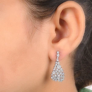 2.22 Ct Lab Grown CVD Diamond Dangle Drop Earrings 10k White Solid Gold Jewlery - Picture 1 of 8