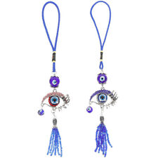 Ward Off Bad Luck with 2 Blue Eye Car Mirror Charms - Shop Now! 