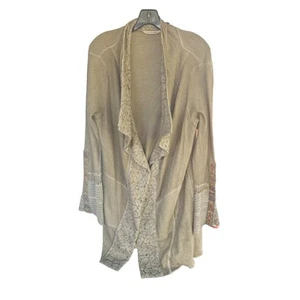 Soft Surroundings Open Cardigan Waterfall Front Womans L Textured Ribbon Accent - Picture 1 of 10