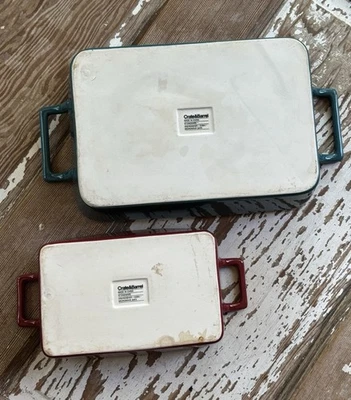 Crate & Barrel Handled Casserole Baking Dish Stoneware Teal Blue - Cranberry - Image 1 of 4