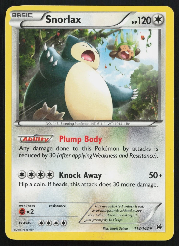 Pokemon Snorlax 118/162 XY - BREAKthrough Non-Holo (LP - HP) - Image 1 of 2