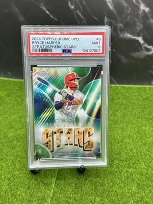 Serie Actualización Topps 2024 Bryce Harper Stratospheric Stars #8 Estuche Hit SP PSA 9 Foto 1 de 4