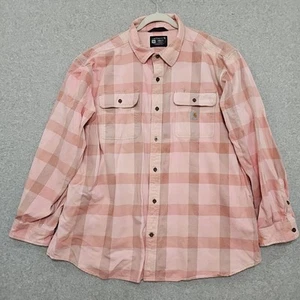 Camisa Carhartt Abotonada Franela Peso Pesado Para Hombre Talla 2XL Calce Suelto Rosa... - Imagen 1 de 11