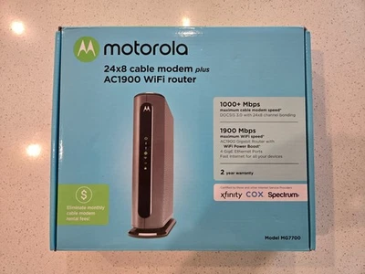 Motorola Model MG7700 24x8 Cable Modem Plus AC 1900 Wi-Fi Modem / Router OB - Image 1 of 4