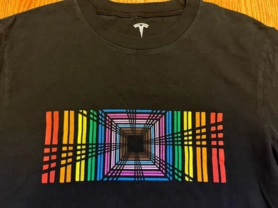 Camiseta Tesla RAINBOW Modo a Cuadros Negra Pequeña Coche Eléctrico Elon Musk S Ridícula Foto 1 de 4