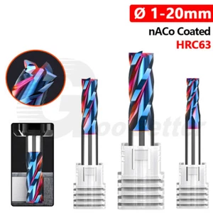 Ø1-20mm Carbide nACo Coated 4 Flute Router Bit HRC63 End Mill CNC Milling Cutter - Picture 1 of 49