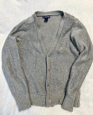 Old Navy  Girls' Long Sleeve Light Grey Button-down Cardigan Sweater M 8 - Image 1 of 3