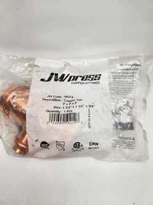 1-1/2" x 1-1/2" x 3/4" Press Copper Reducing Tee  50214 PRS JW Press - Image 1 of 3