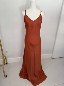 Maxi abito lungo The Organic slip alla caviglia di John Patrick Umber Rust taglia XL - Foto 1 di 10