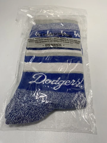 LA Los Angeles Dodgers Mens Blue Stripe MLB Team Crew Socks Large Cover