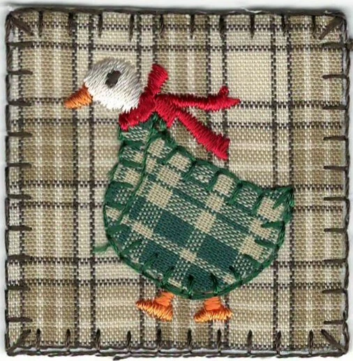 Country Plaid Farm Goose Embroidery Patch - Image 1 of 1